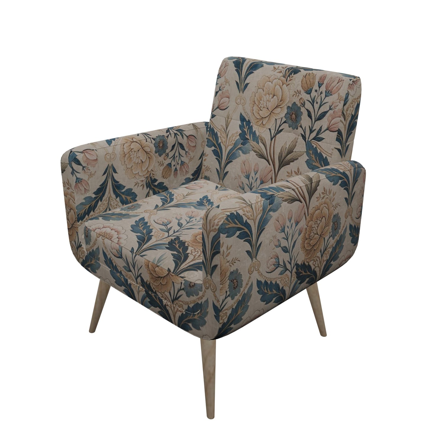 Tecido Para Sofá Linho Sintético Medalhão com Rosas