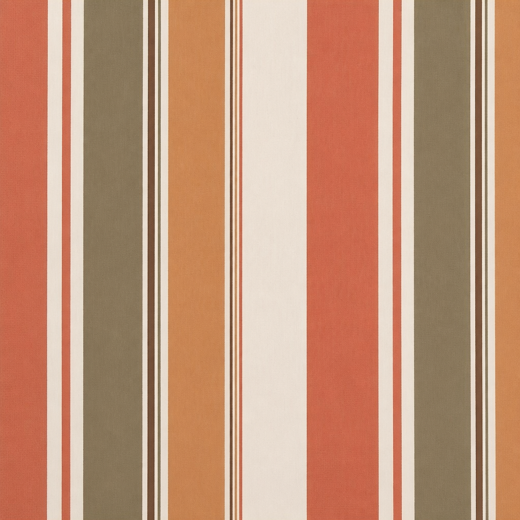 Tecido Para Sofá Linho Sintético Listrado Terracota/Verde