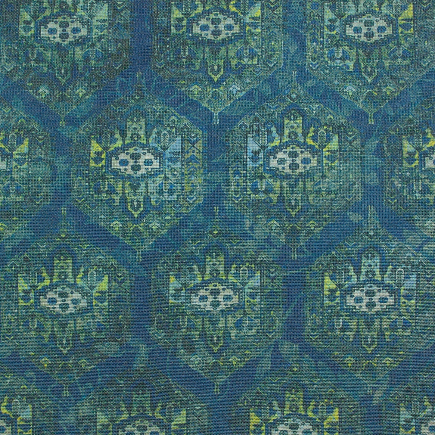 Tecido Para Sofá Linho Misto Mandala Azul - Torre Tecidos