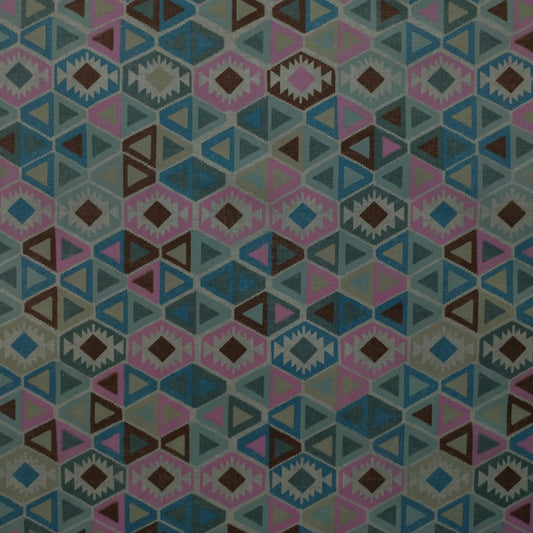 Tecido Para Sofá Gorgurão Étnico rosa/azul - Tecelagem Jolitex