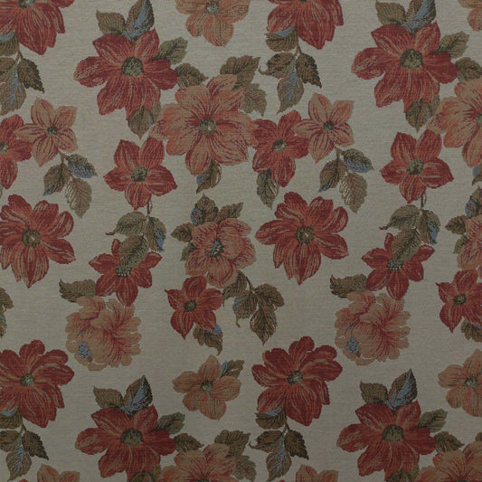 Tecido Para Sofá Gobelem Pixel Hibisco Crú/Verde - Meneghel Indústria Têxtil