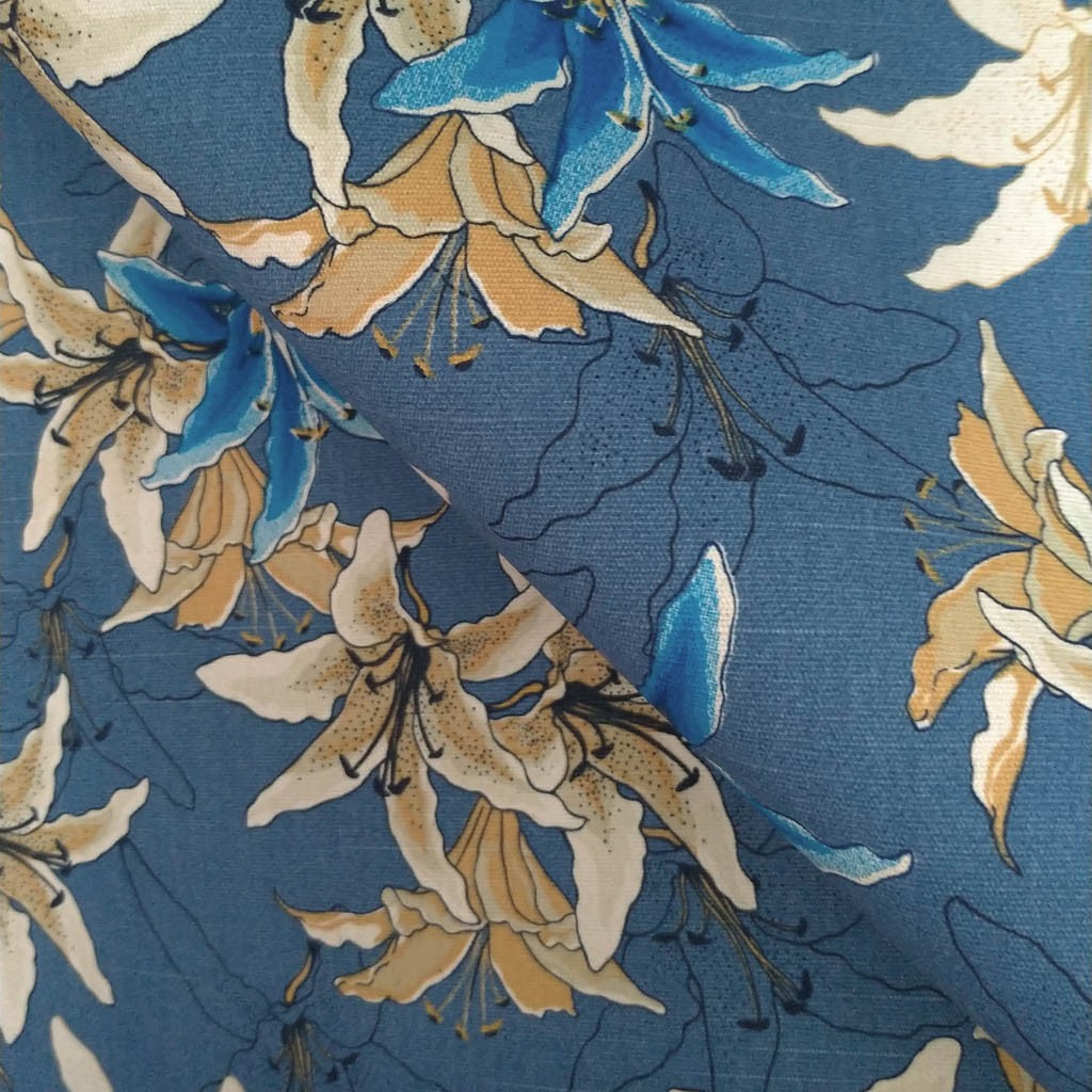 Tecido Para Sofá Algodão Cotone Lírio Azul - Tecidos Fiama
